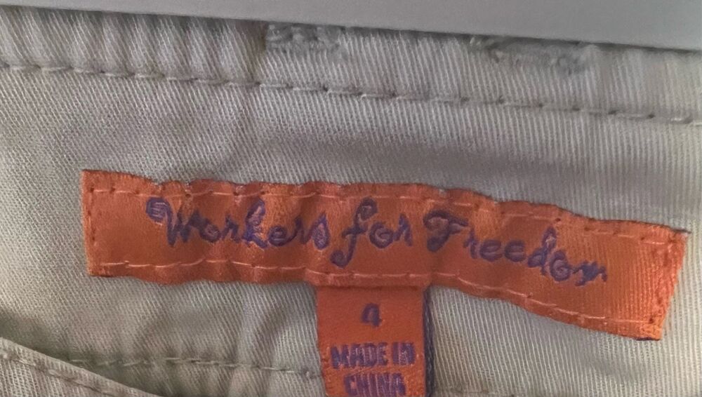 Workers for Freedom Size 4 Taupe Stretch Cotton Zip Pocket Skinny Pants Pants-1 - Picture 2 of 5